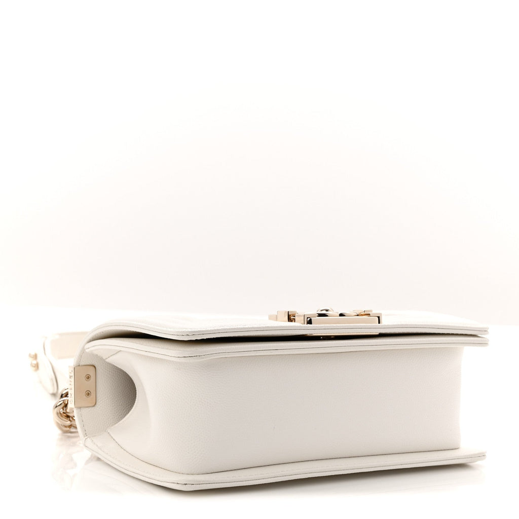 Chanel Caviar Quilted Small Boy Flap White