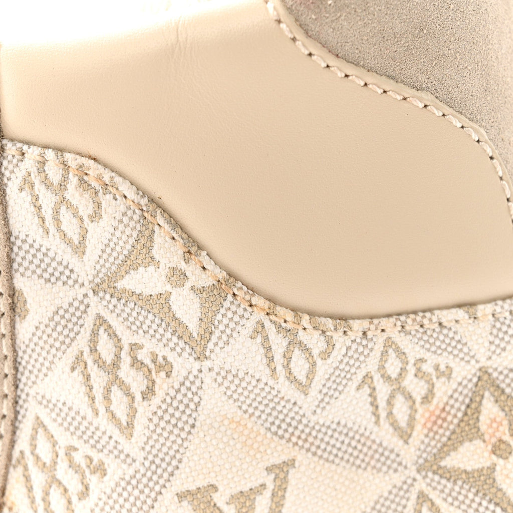 Louis Vuitton Suede Calfskin Jacquard Since 1854 Laureate Platform Desert Boots 37.5 Beige
