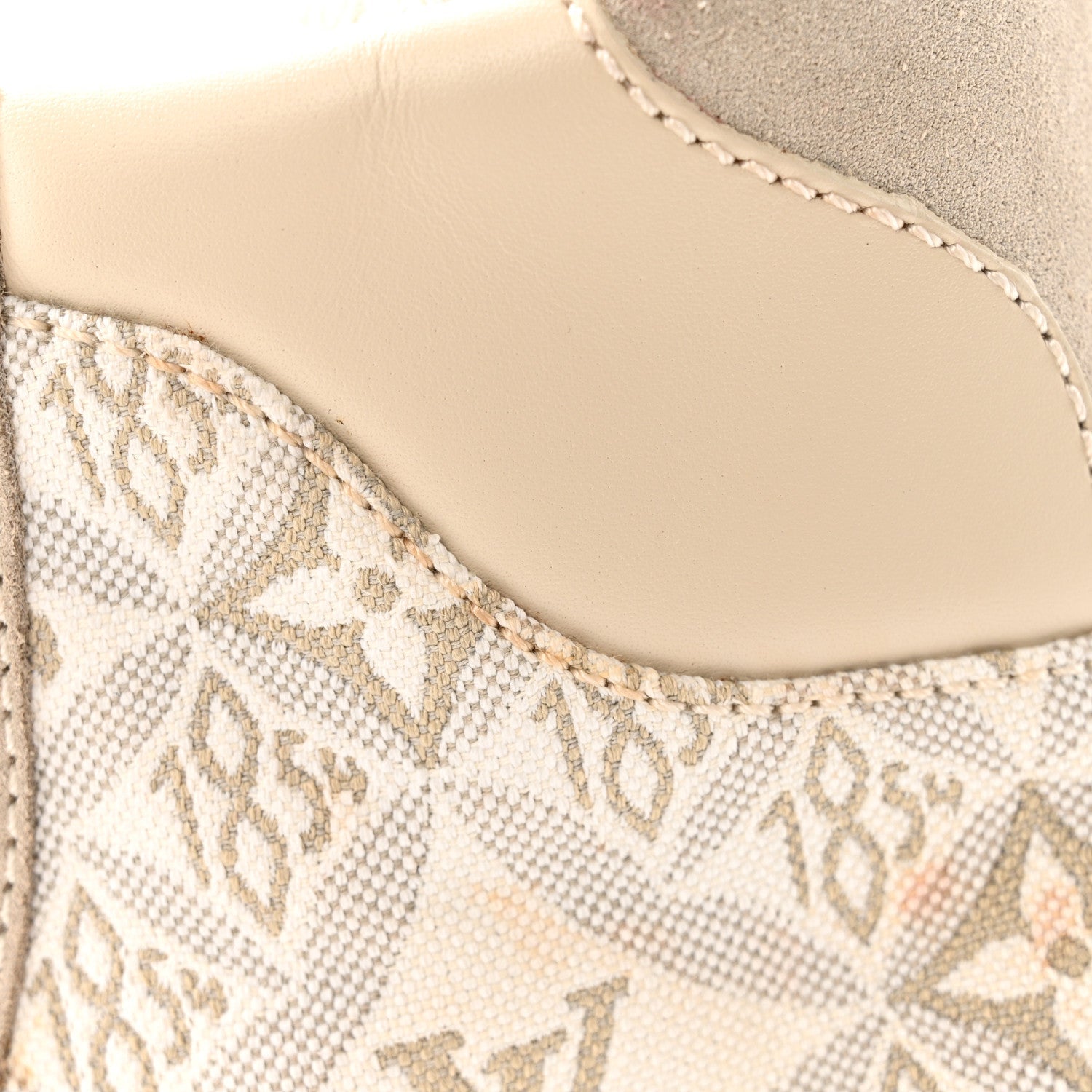 Louis Vuitton Suede Calfskin Jacquard Since 1854 Laureate Platform Desert Boots 37.5 Beige