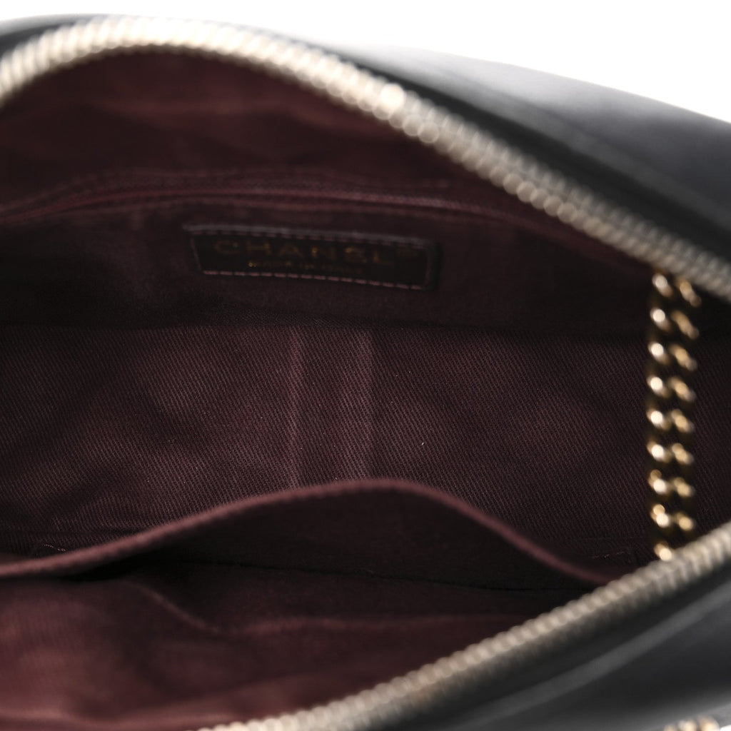 Chanel Sheepskin Quilted Trapezio Camera Case Black