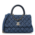Chanel Washed Denim Quilted Mini Coco Handle Flap Blue