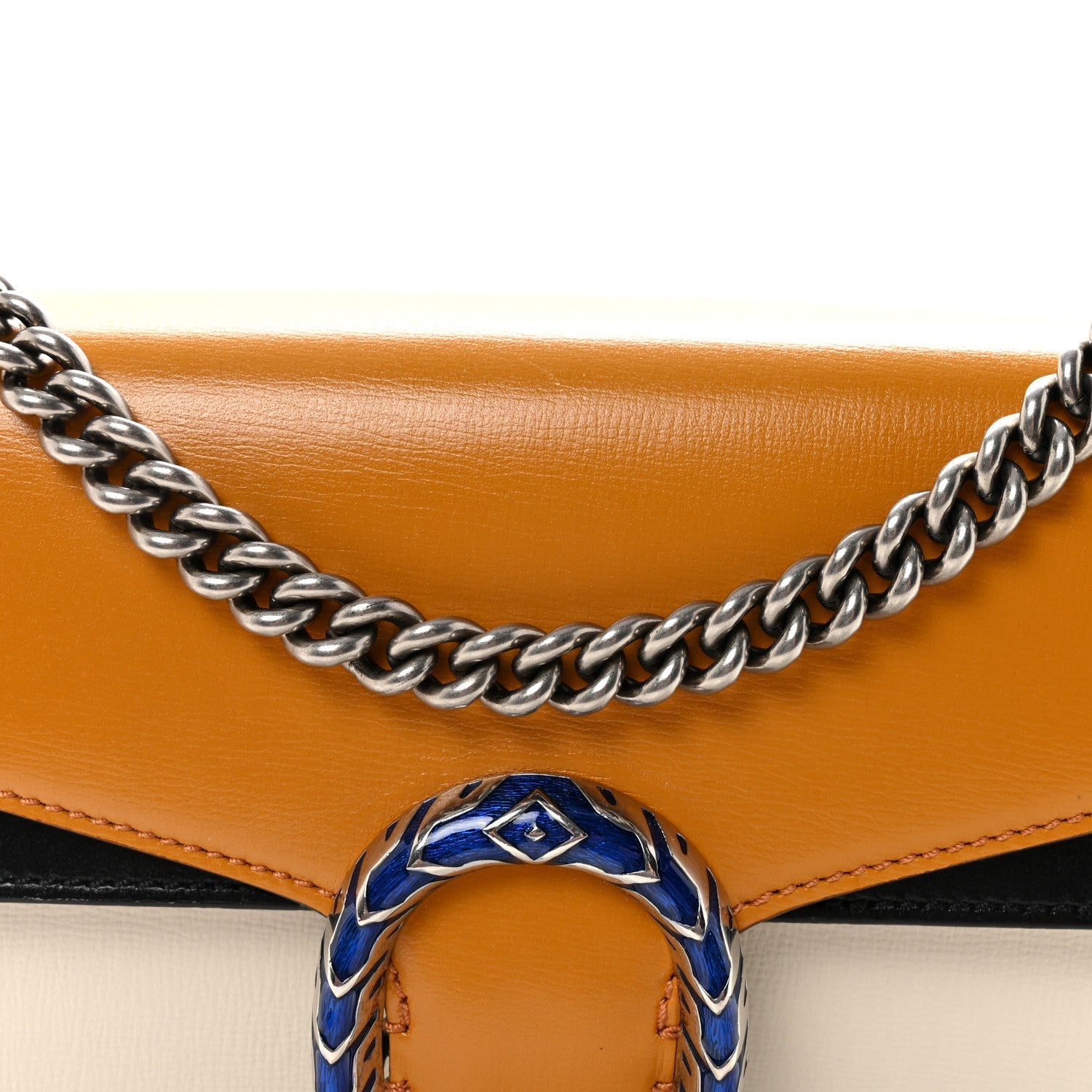 Gucci Azalea Calfskin Enamel Tri-Color Small Dionysus Shoulder Bag Mystic White Sun Oil Black Electric Blue