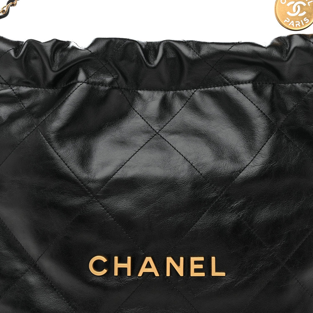 Chanel Shiny Calfskin Quilted Small Chanel 22 Black