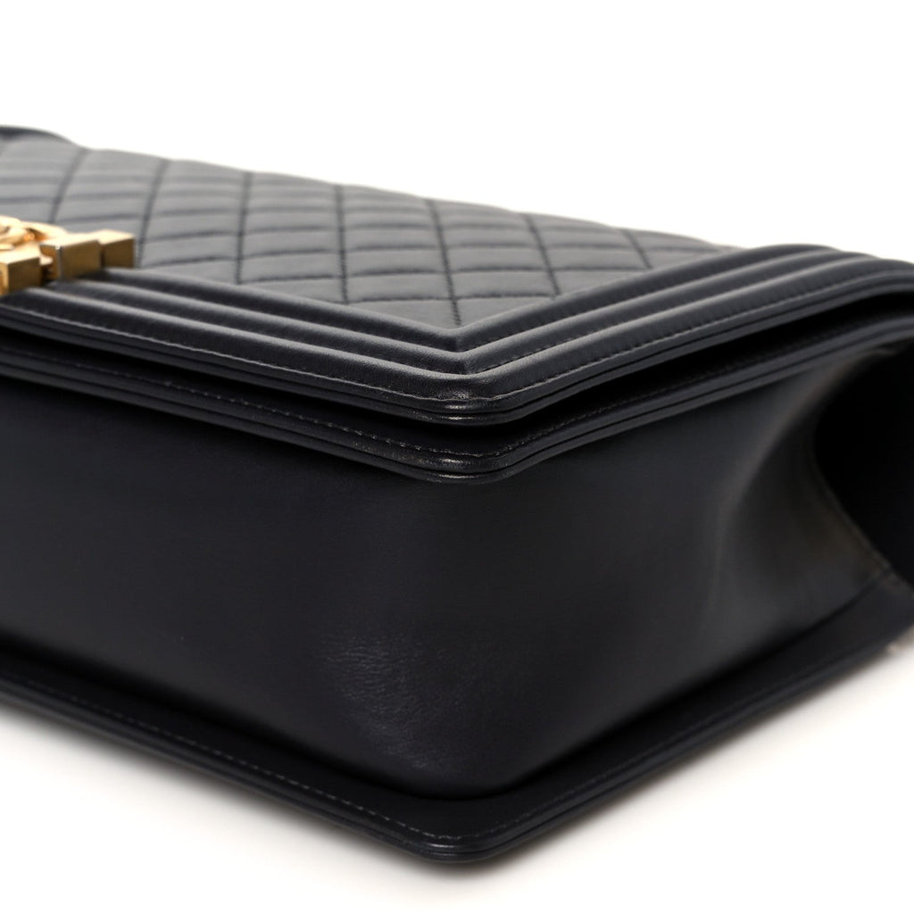 Chanel Lambskin Quilted New Medium Boy Flap Dark Purple
