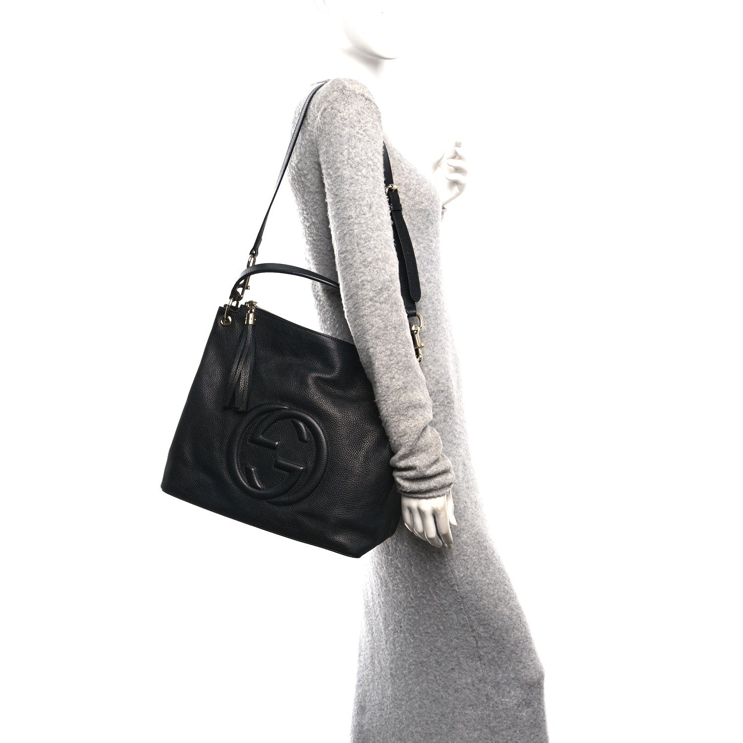 Gucci Pebbled Calfskin Large Soho Hobo Black