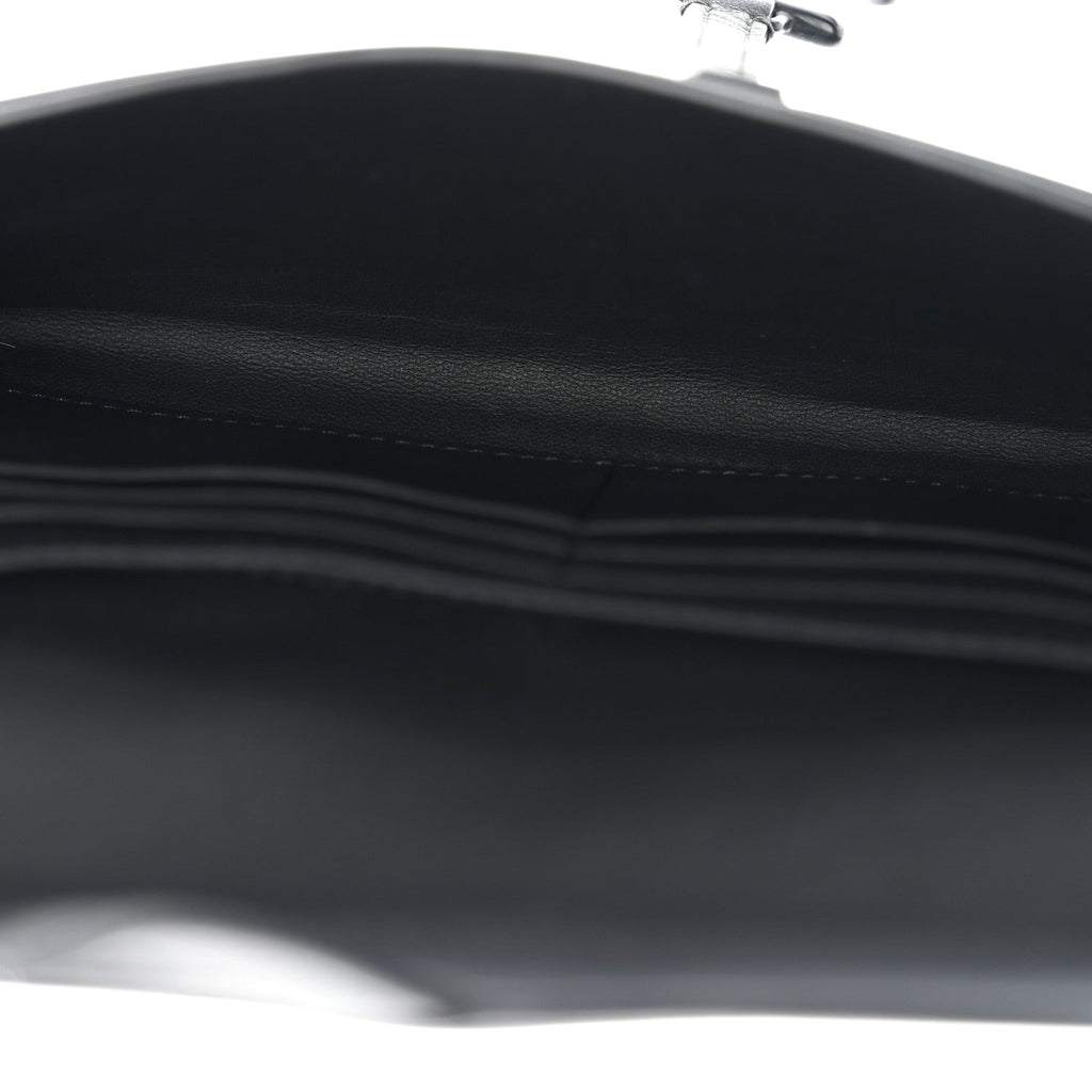 Christian Dior Ultra Matte Calfskin Saddle Chain Wallet Pouch Black