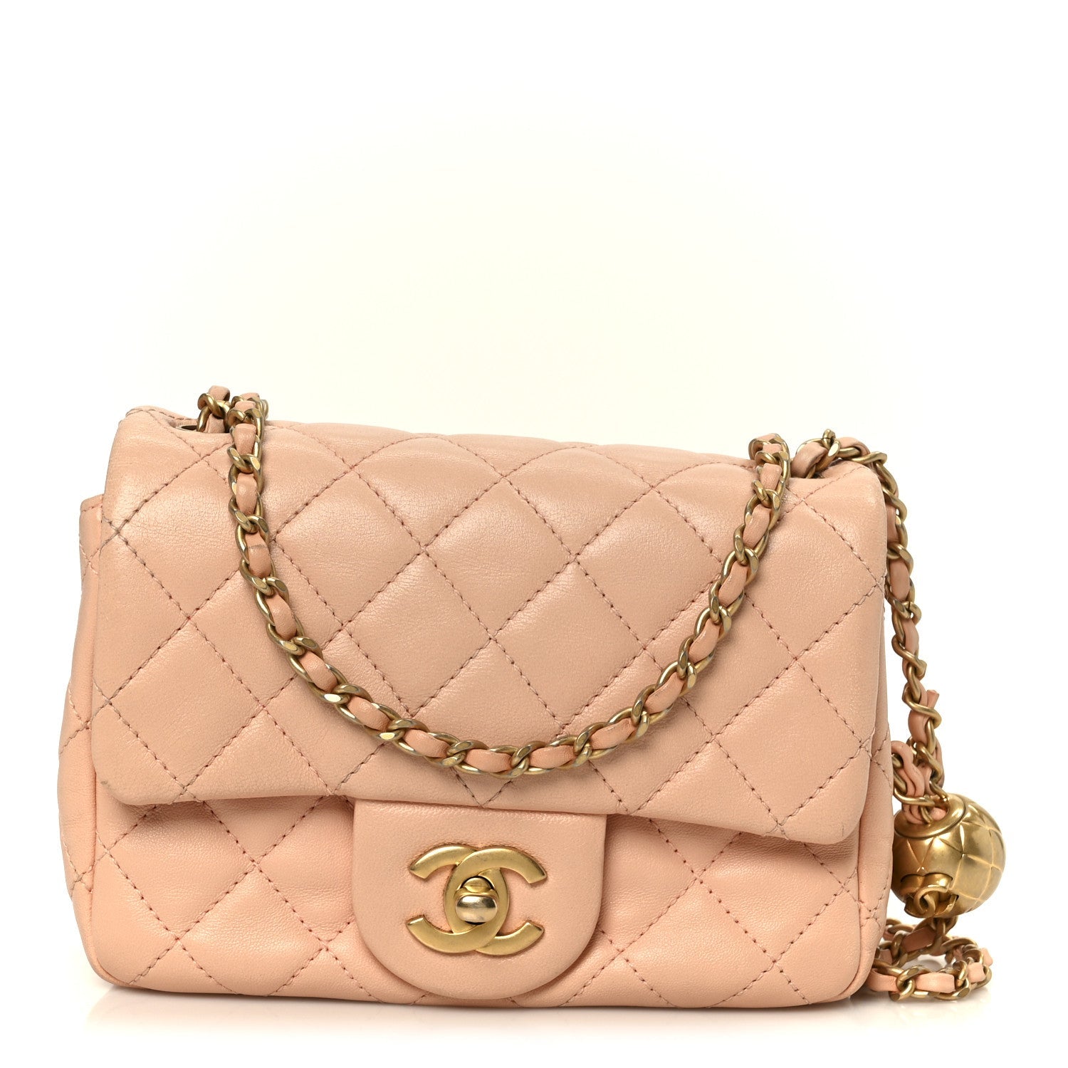 Chanel Lambskin Quilted Mini Pearl Crush Flap Light Orange