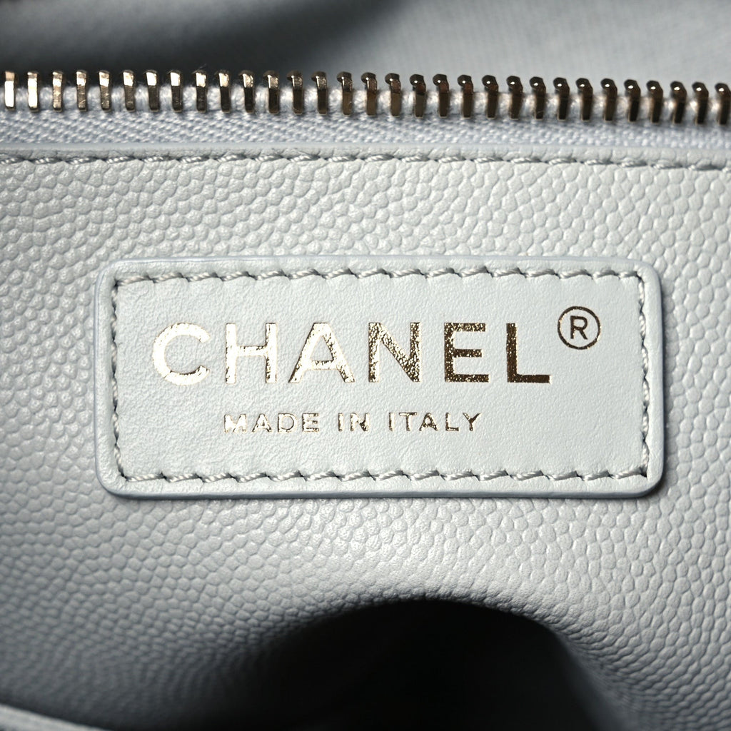 Chanel Caviar Quilted Shopping Tote Light Green