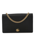 Gucci Dollar Calfskin Mini GG Marmont Chain Wallet Black