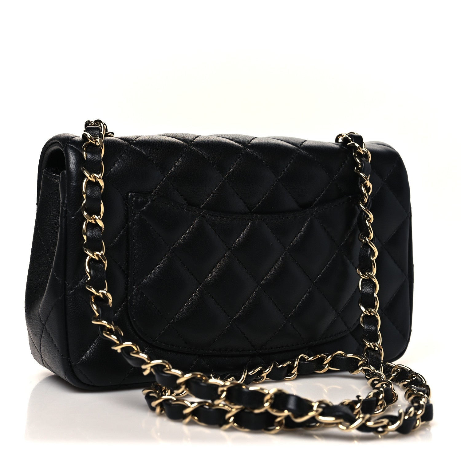 Chanel Lambskin Quilted Mini Rectangular Flap Black