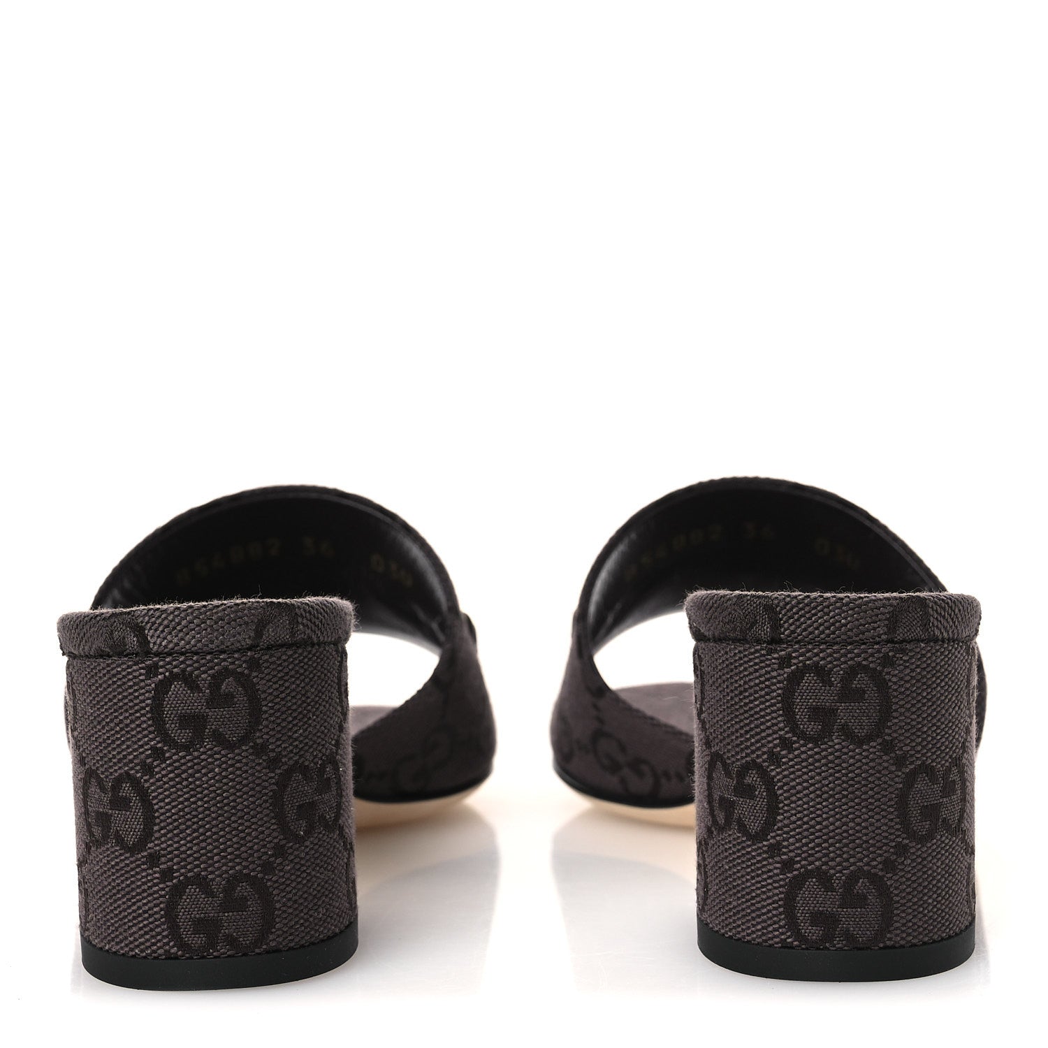 Gucci GG Monogram Horsebit Slide Sandals 36 Dark Brown