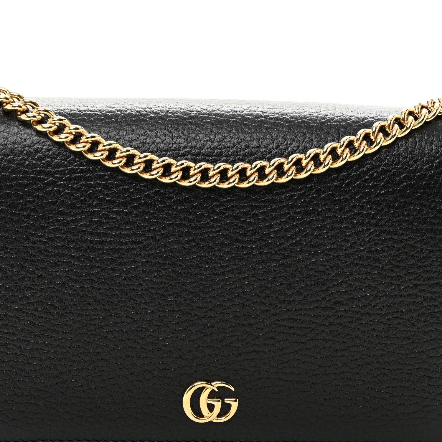 Gucci Calfskin Mini GG Marmont Chain Wallet Black