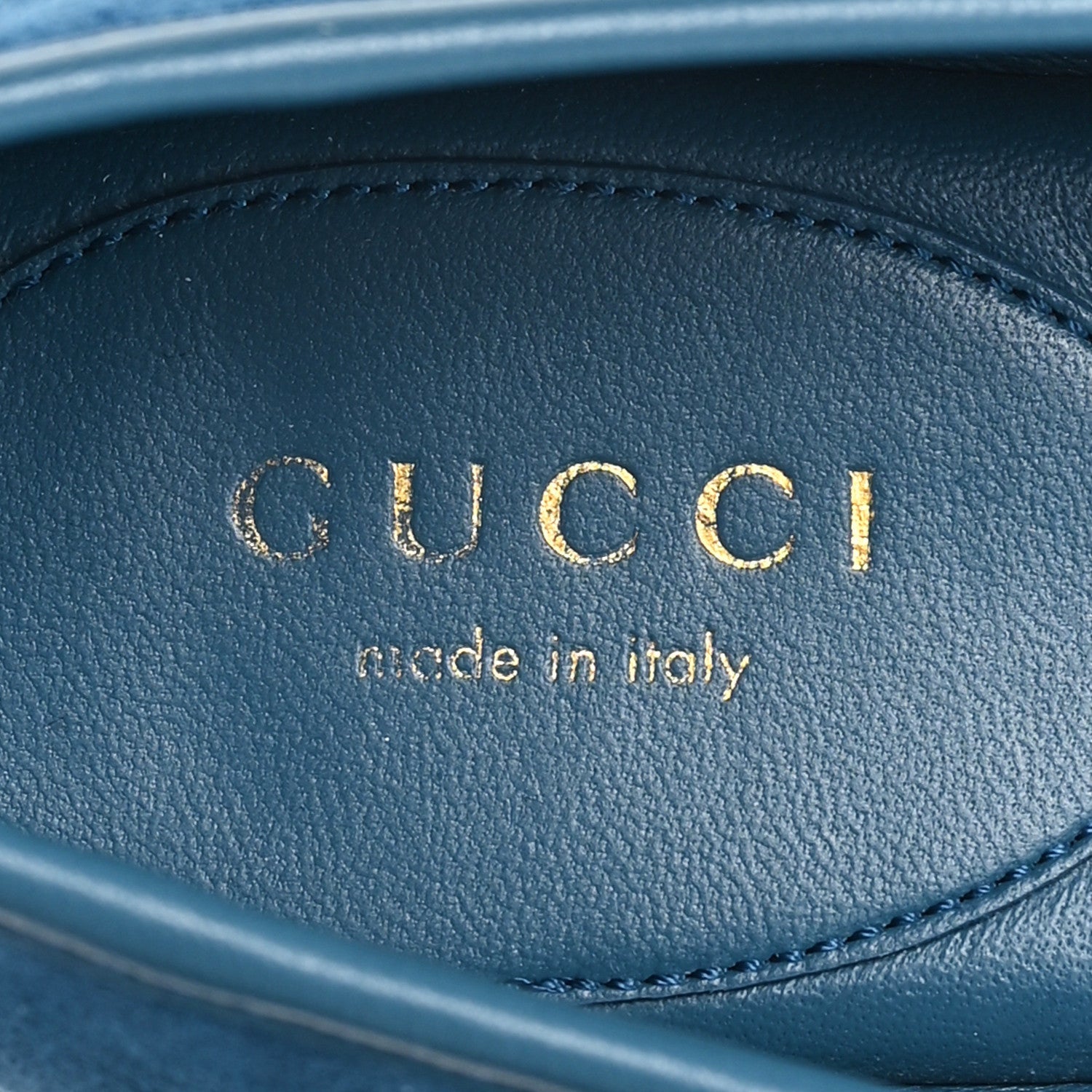 Gucci Kid Scamosciato Horsebit Ballet Flats 37.5 Deep Acqua