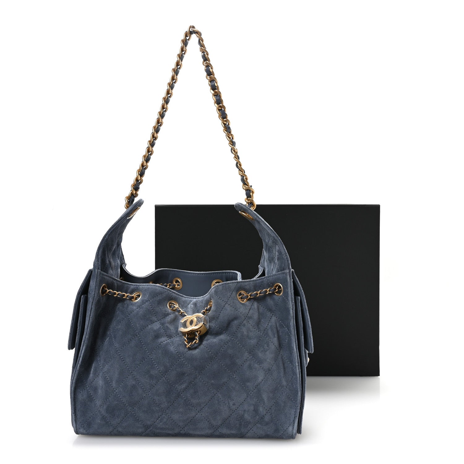 Chanel Suede Quilted Small Chanel 25 Handbag Blue