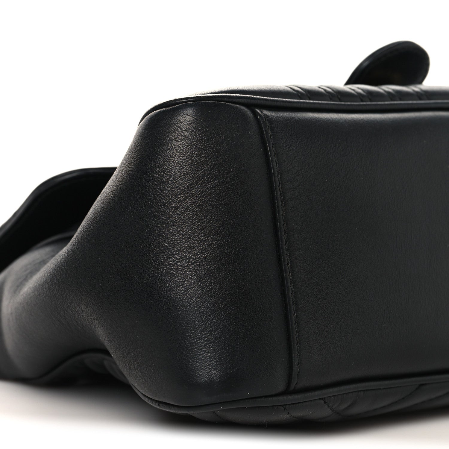 Gucci Calfskin Matelasse Small GG Marmont Top Handle Shoulder Bag Black