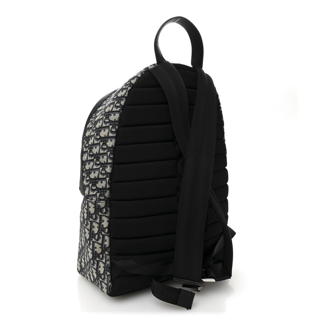 Christian Dior Oblique Calfskin Rider Backpack Beige Black