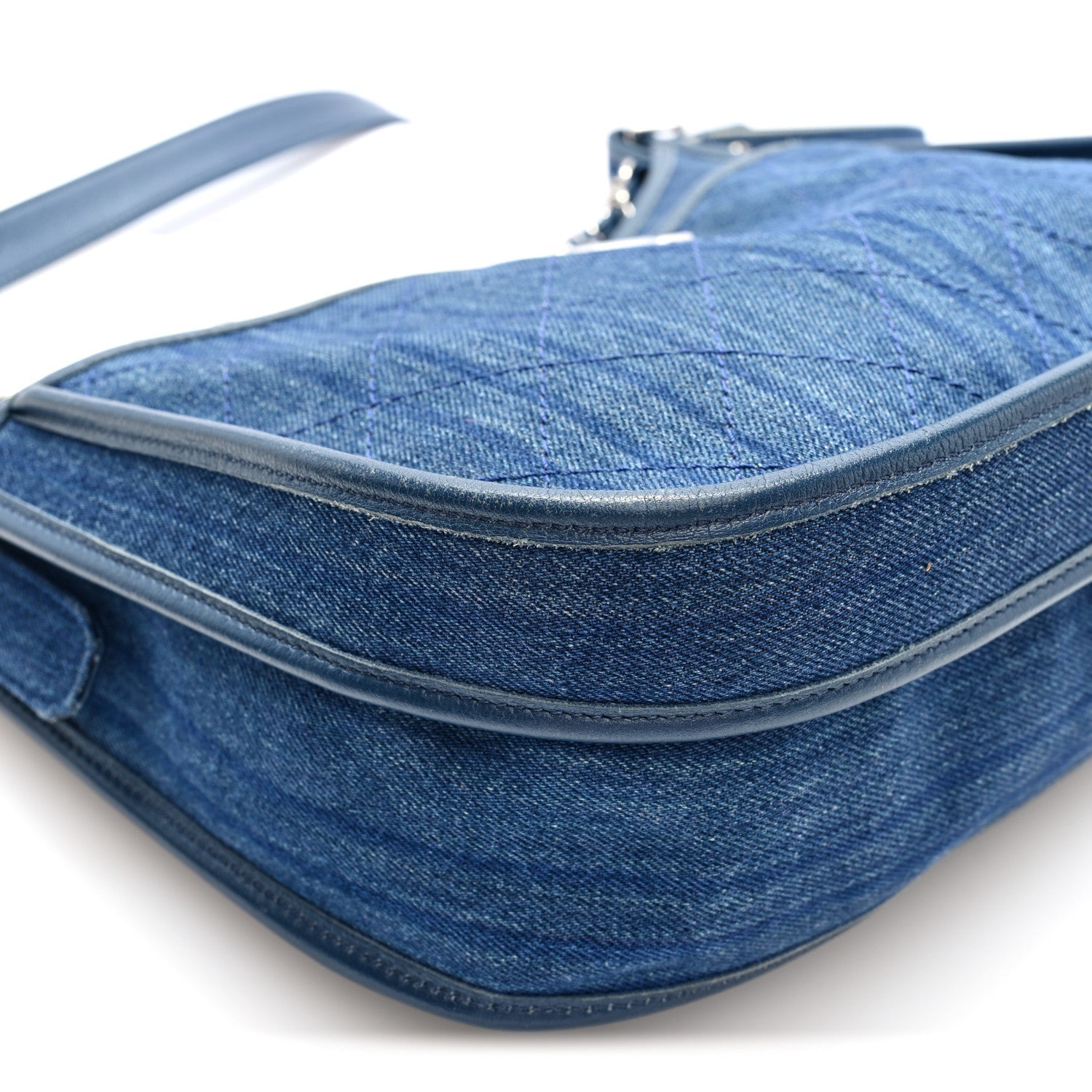 Chanel Denim Quilted Jungle Stroll Hobo Bag Blue