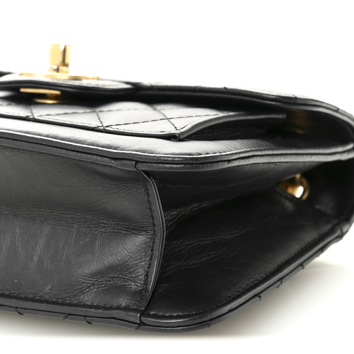Chanel Aged Calfskin Quilted Double You Mini Flap Black