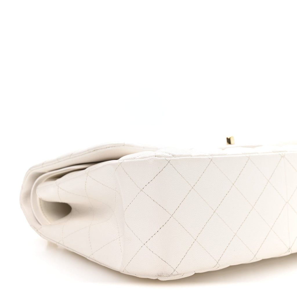 Chanel Caviar Quilted Jumbo Double Flap White