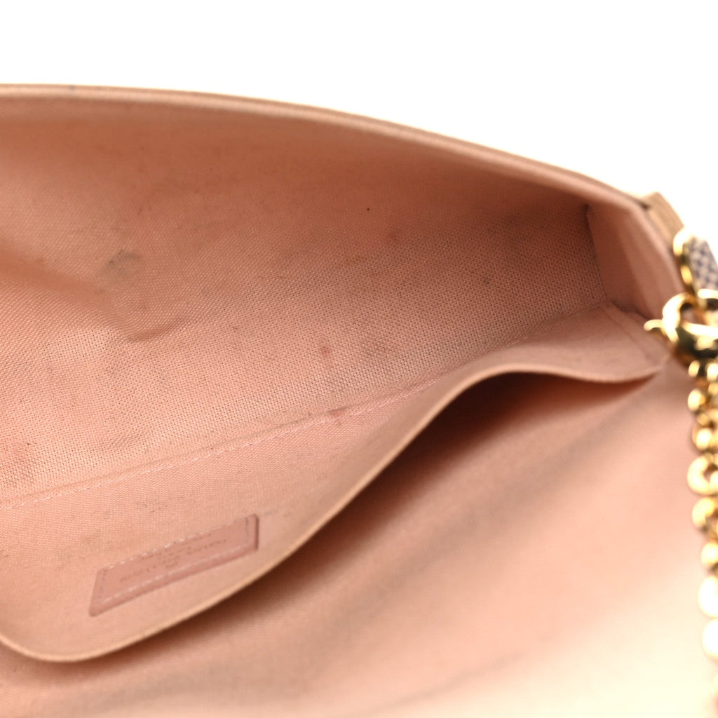 Louis Vuitton Damier Azur Pochette Felicie Chain Wallet Rose Ballerine
