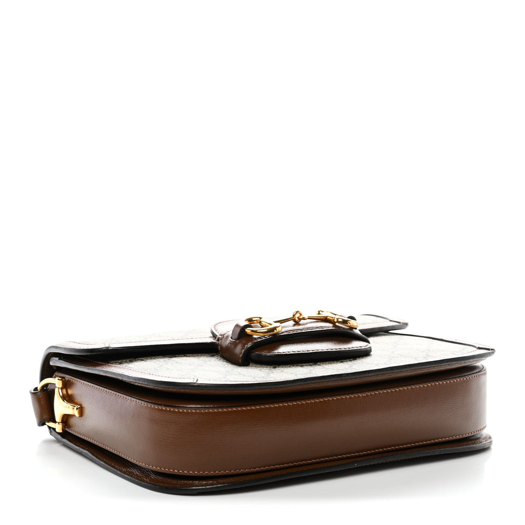 Gucci GG Supreme Monogram Horsebit 1955 Shoulder Bag Beige Brown Sugar
