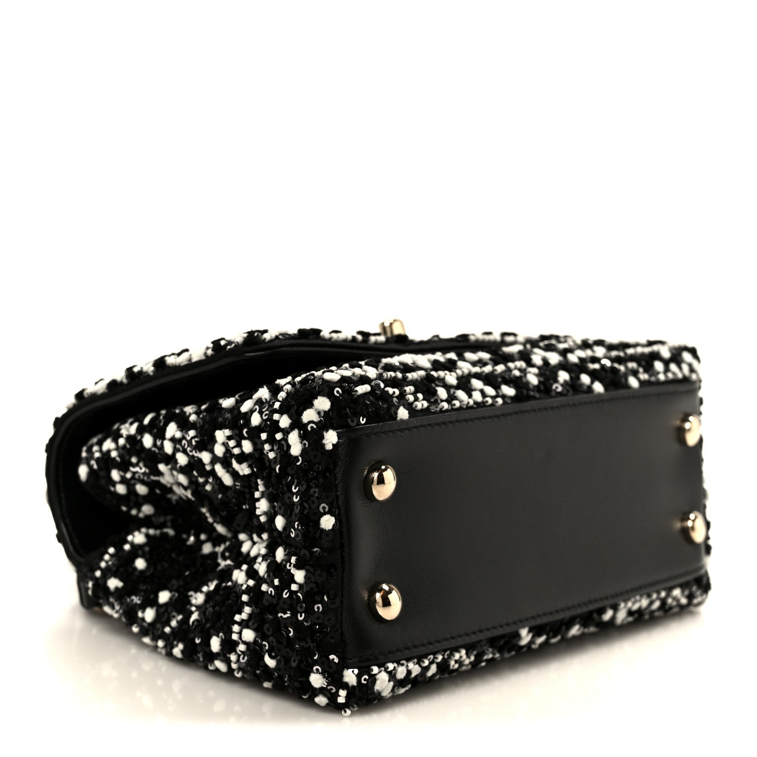 Chanel Lambskin Sequin Beaded Extra Mini Coco Handle Flap Black White