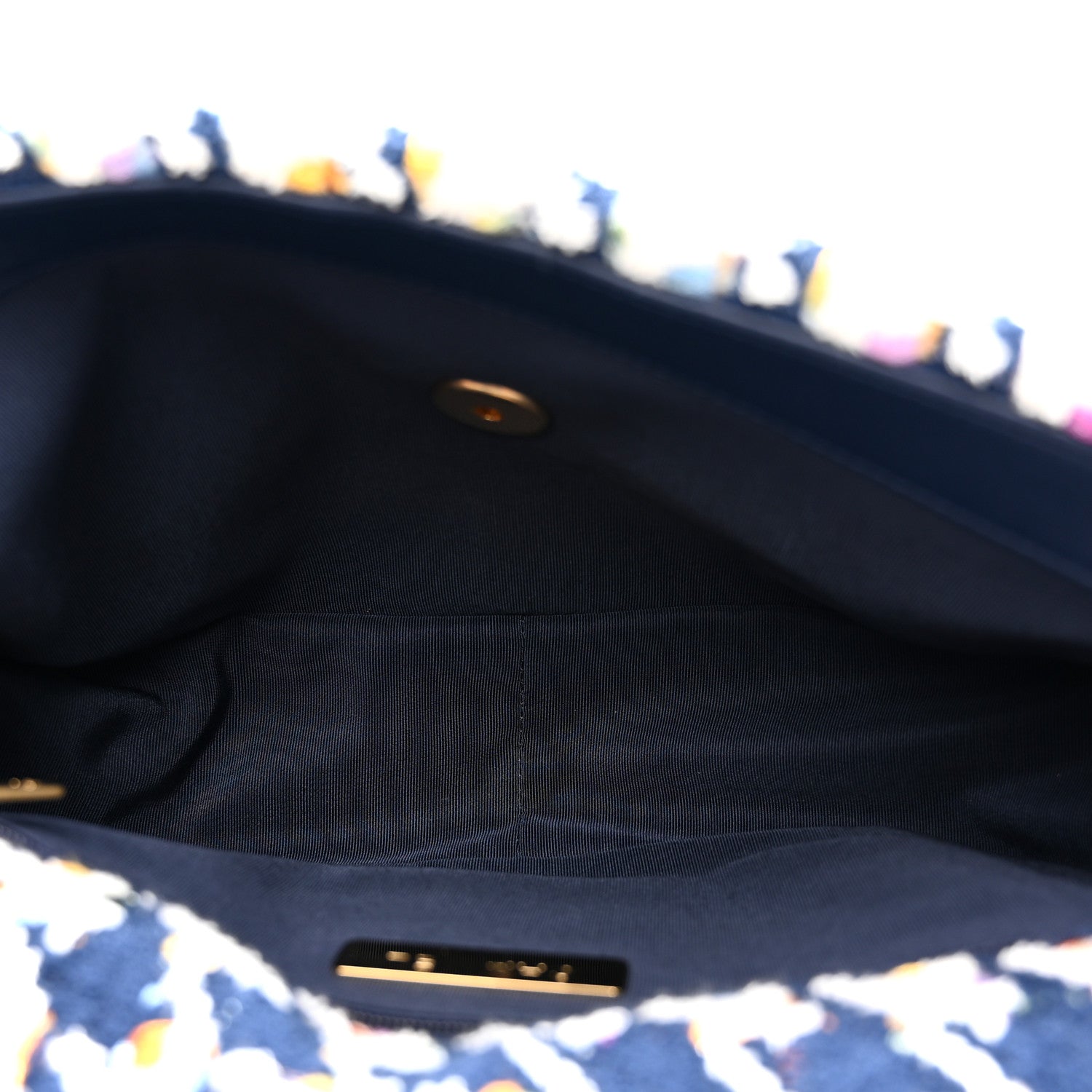 Chanel Tweed Quilted Medium Chanel 19 Flap Ecru Navy Blue Multicolor