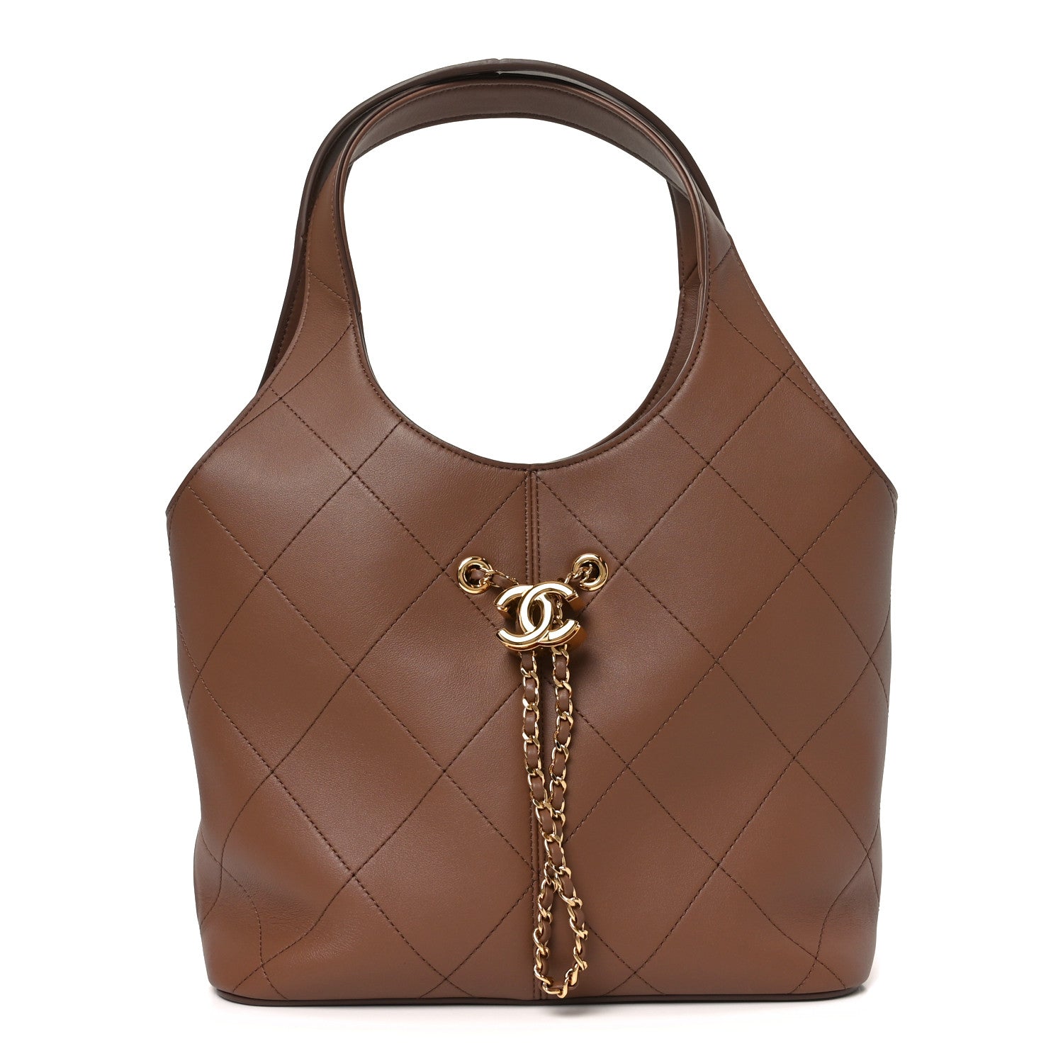 Chanel Calfskin Quilted Small Shopping Bag Brown