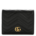 Gucci Calfskin Matelasse GG Marmont Card Case Wallet Black