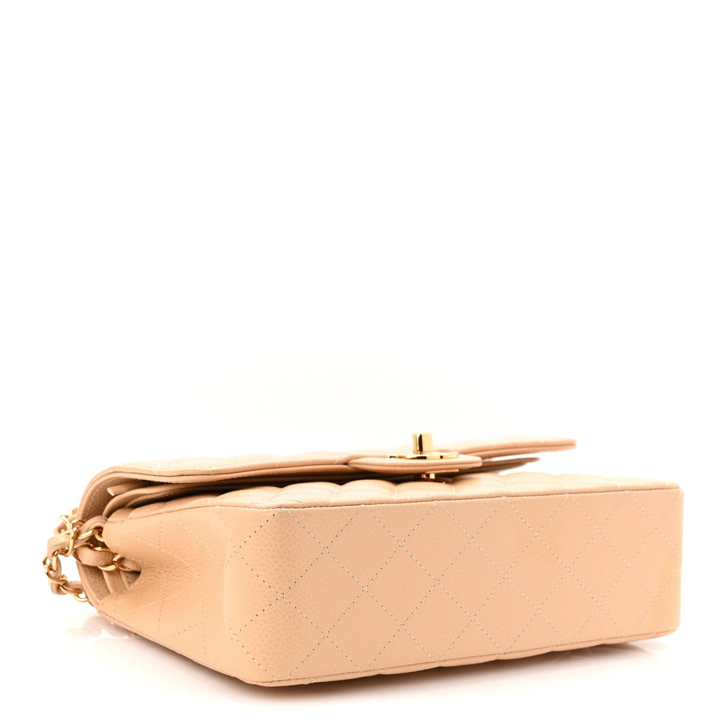 Chanel Caviar Quilted Small Double Flap Beige