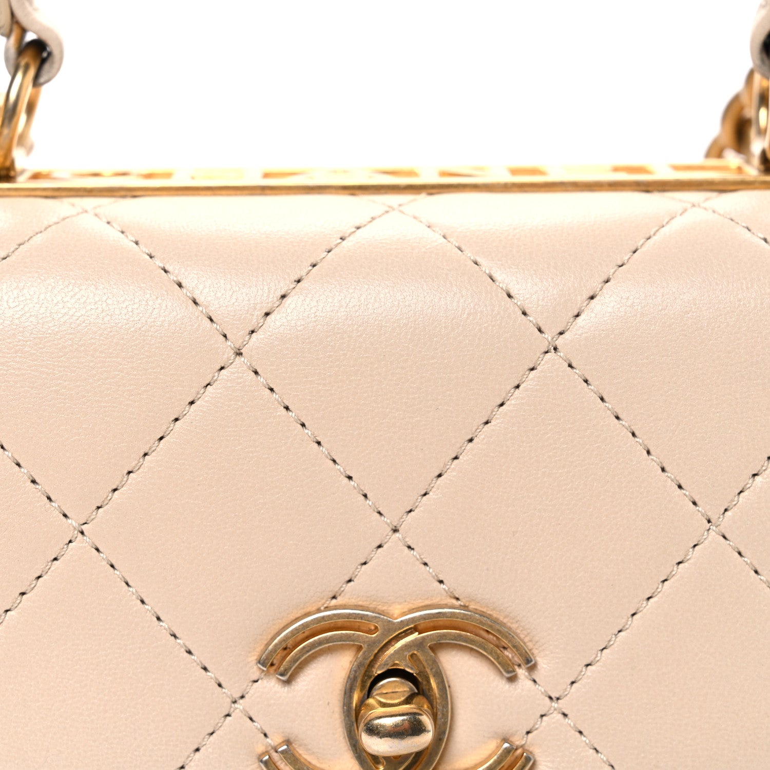 Chanel Lambskin Quilted Small Trendy Spirit Top Handle Bag Beige
