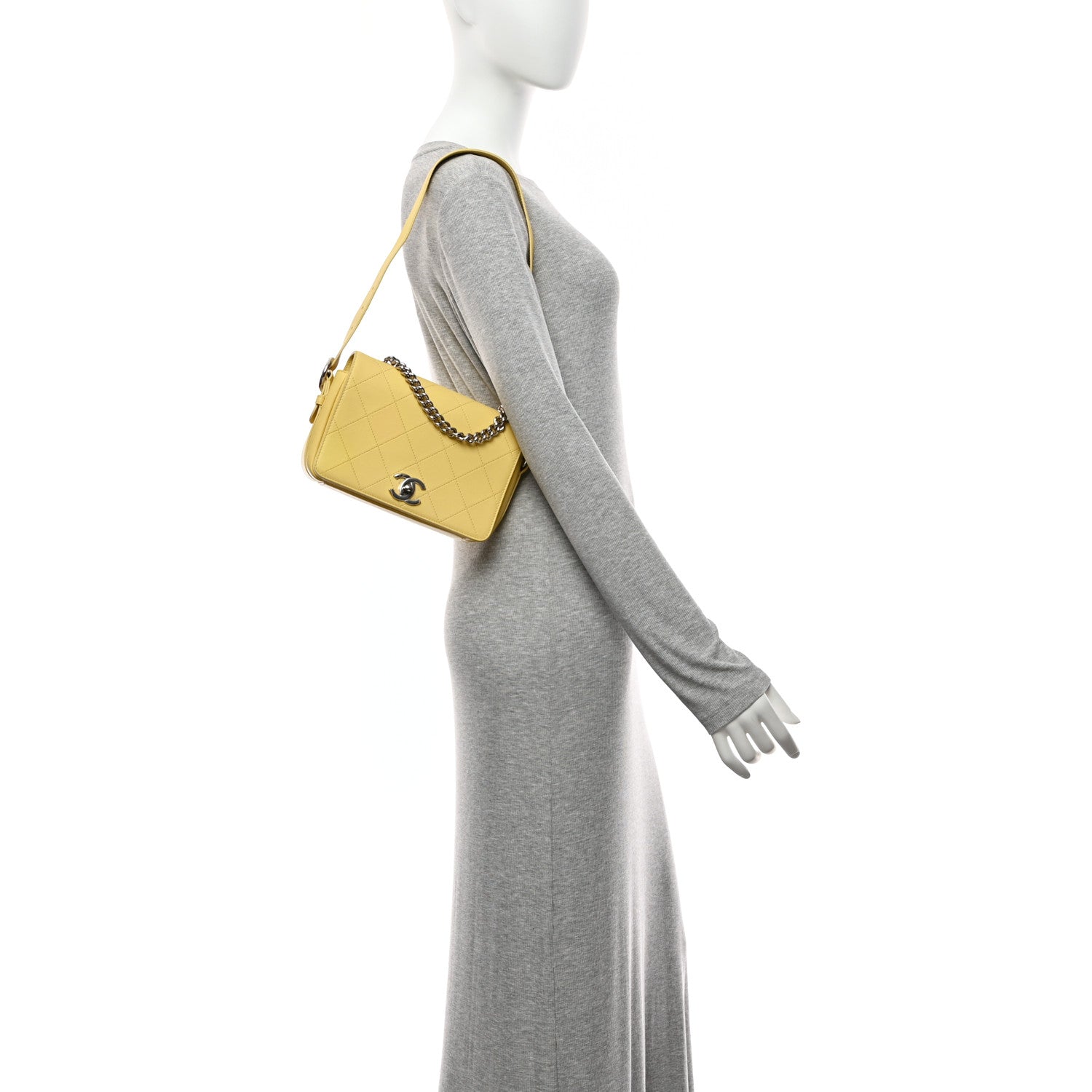 Chanel Calfskin Small Stitched Flap Yellow
