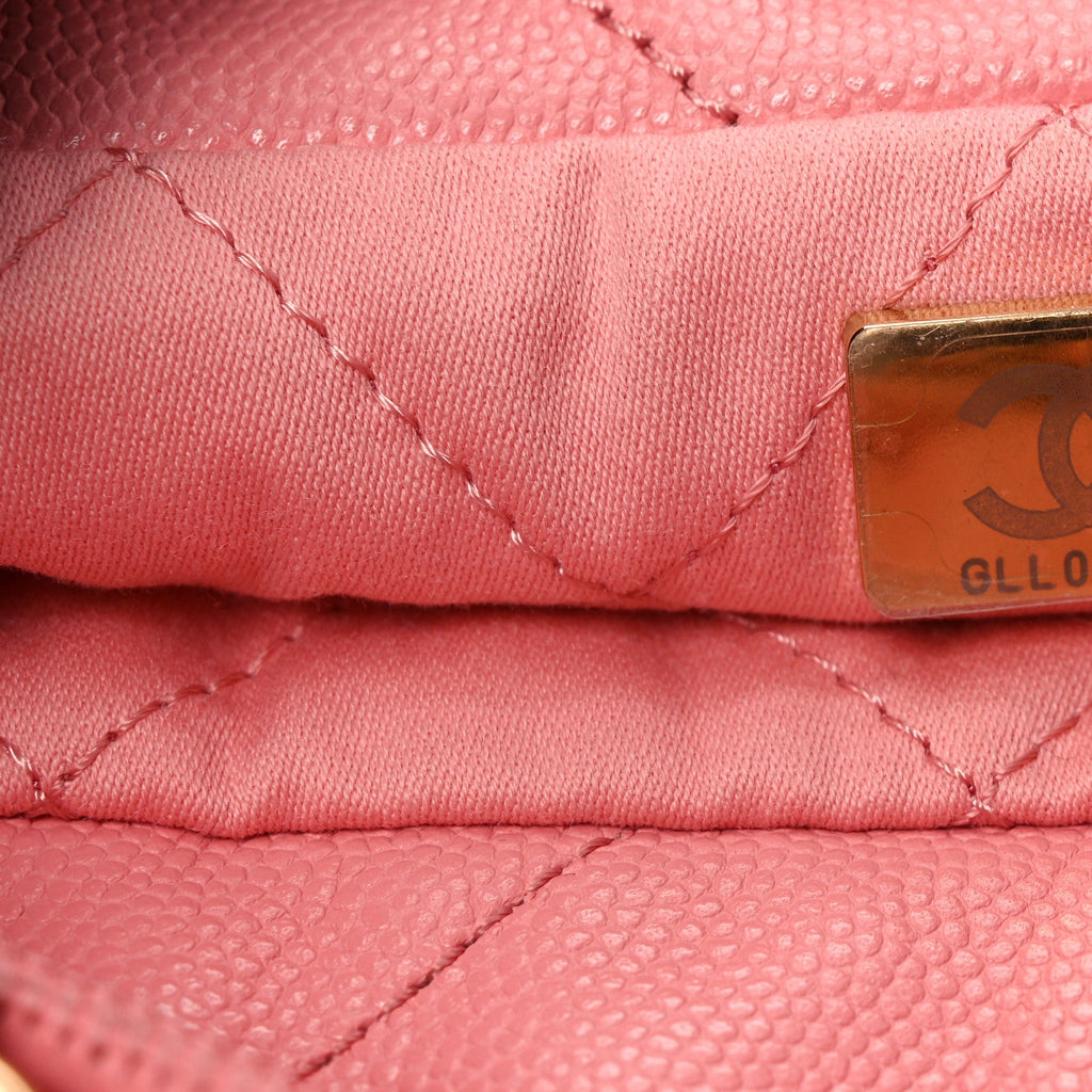 Chanel Shiny Caviar Quilted Mini Chanel 22 Coral