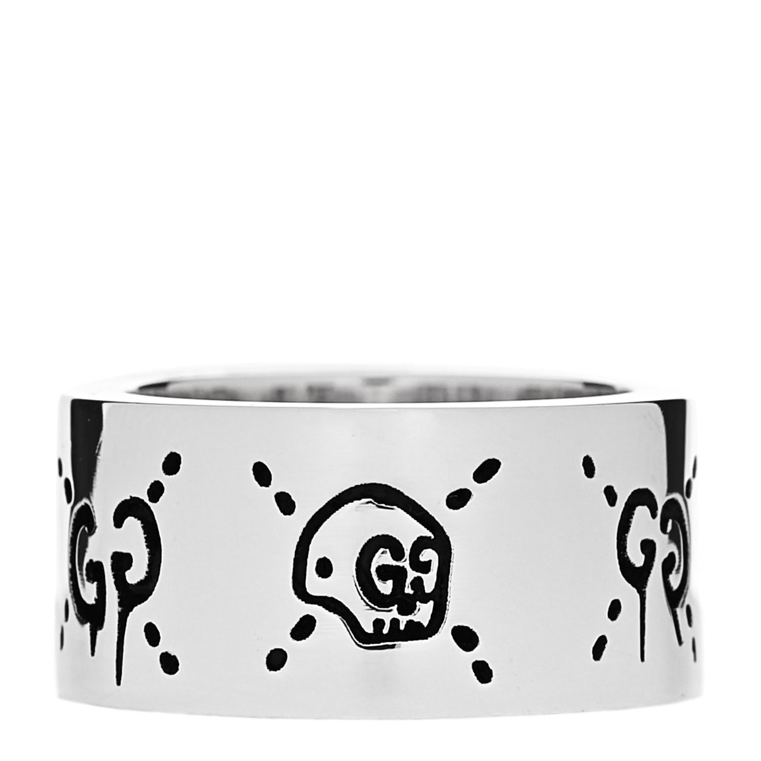 Gucci Sterling Silver GucciGhost Hamlet Skull Band Ring 47 4