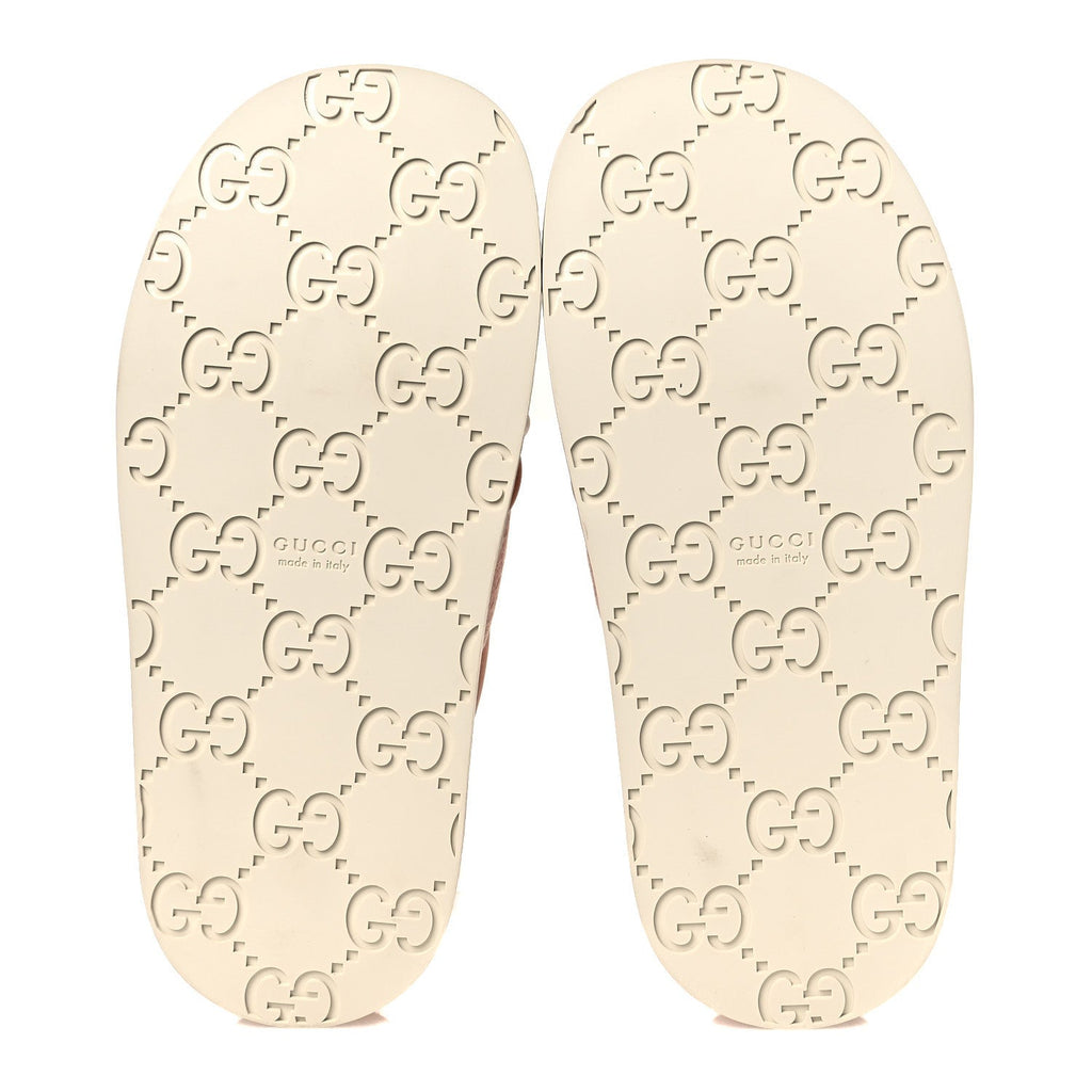 Gucci Monogram GG Calfskin Angelina Platform 55mm Slide Sandals 36.5 Light Pink