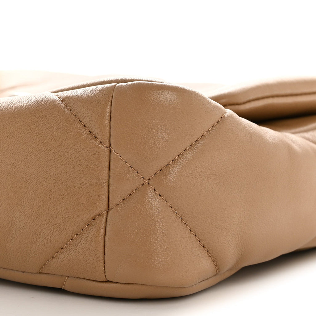 Chanel Lambskin Quilted Medium Chanel 19 Flap Beige