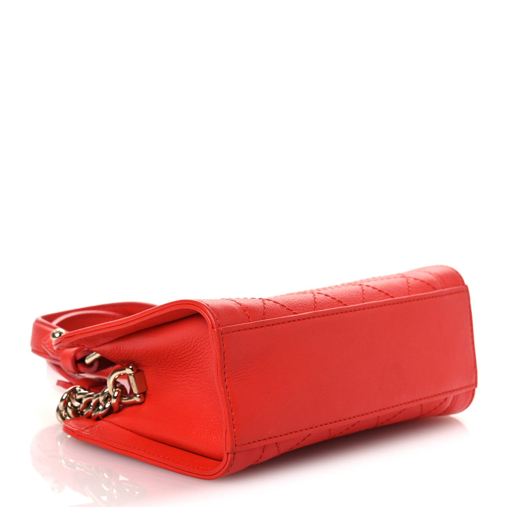 Chanel Grained Calfskin Stitched Mini Label Click Shopper Tote Red
