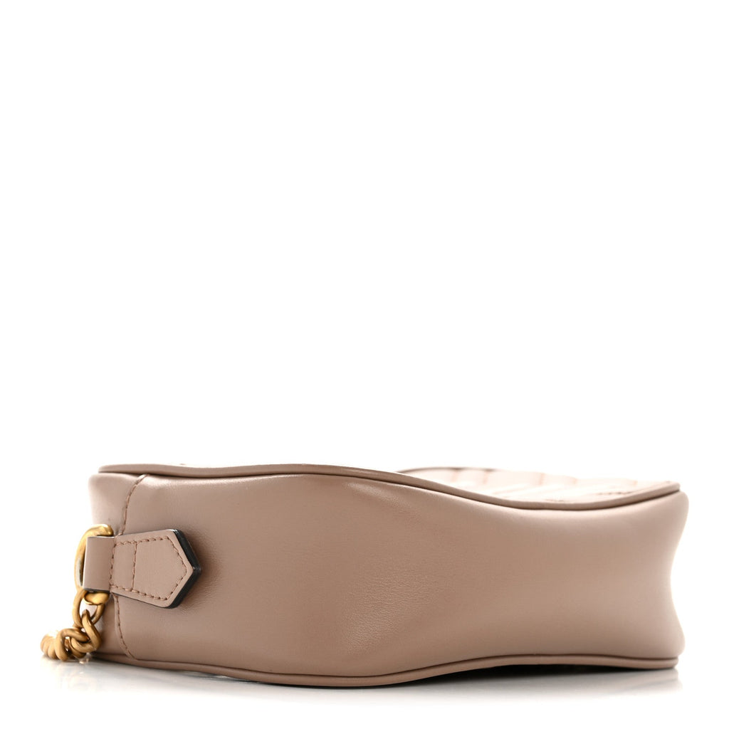 Gucci Calfskin Matelasse Mini GG Marmont Chain Shoulder Bag Porcelain Rose