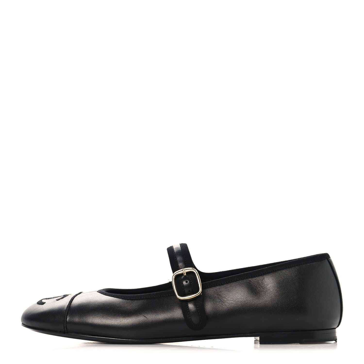 Lambskin Mary Jane Flats 38 Black