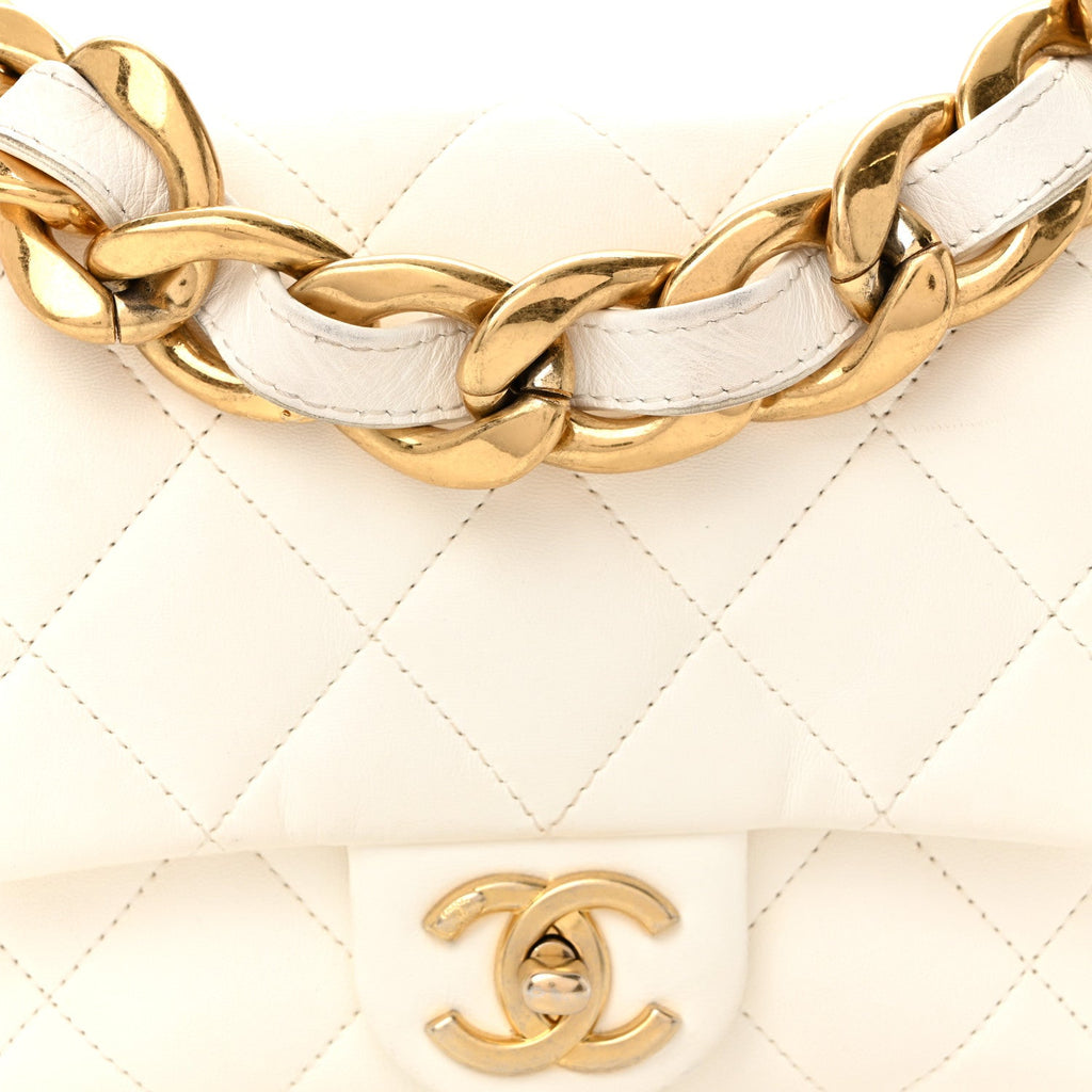Chanel Lambskin Quilted Small CC Funky Town Flap White