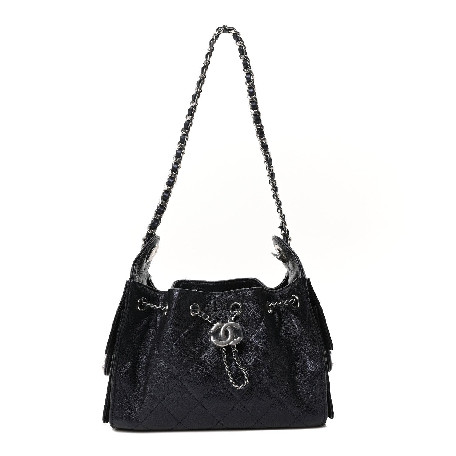 Chanel Metallic Caviar Quilted Mini Chanel 25 Handbag Dark Blue