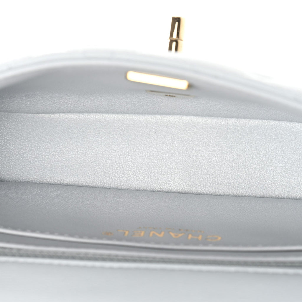 Chanel Lambskin Quilted Extra Mini Rectangular Flap Light Blue