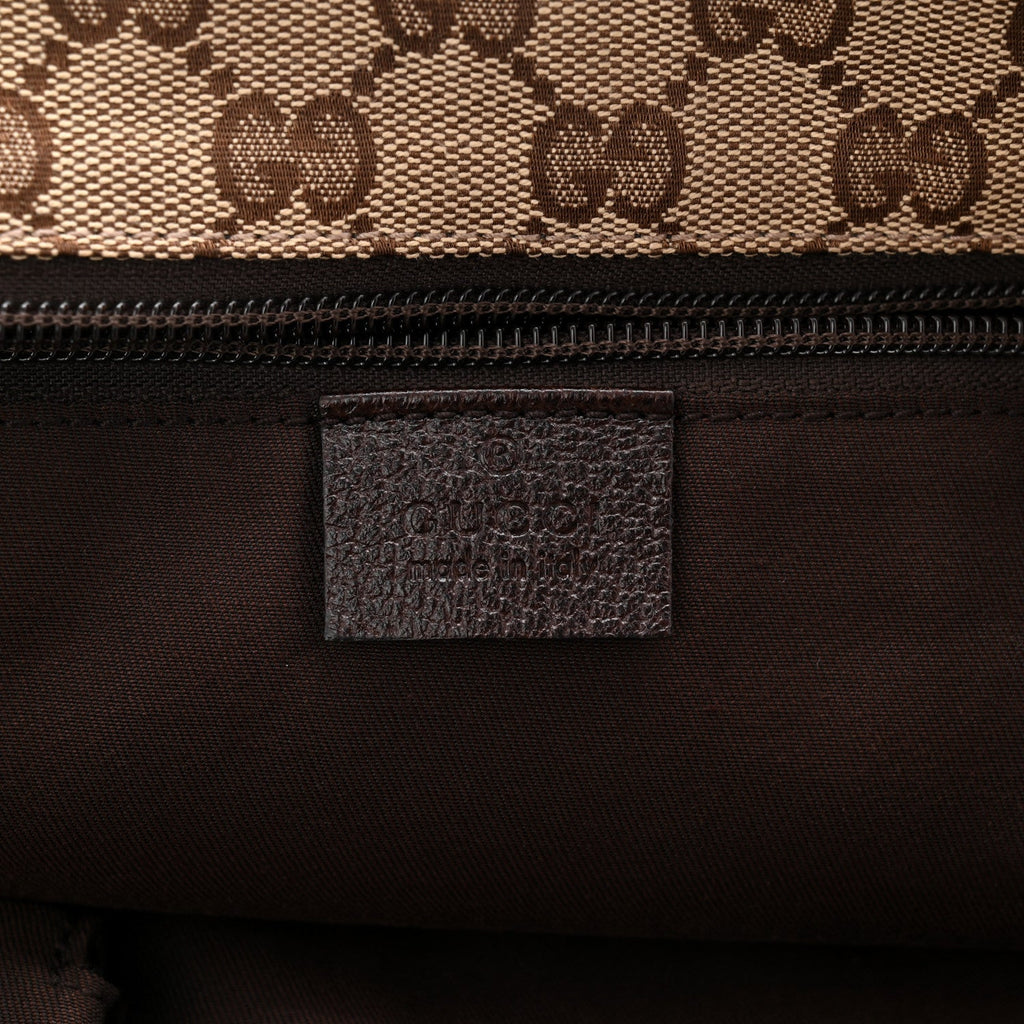 Gucci GG Monogram Large Web Handle Bucket Tote Dark Brown