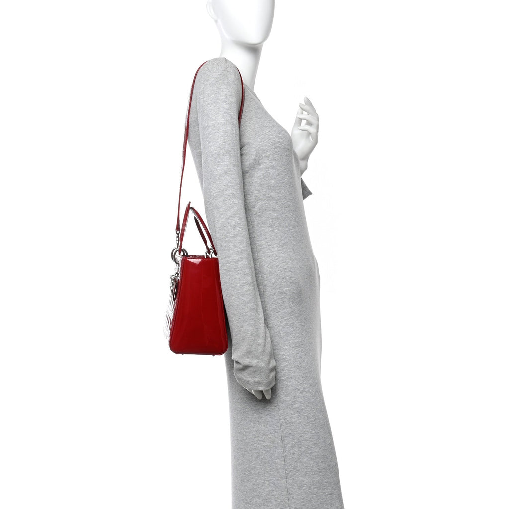 Christian Dior Patent Cannage Medium Lady Dior Red