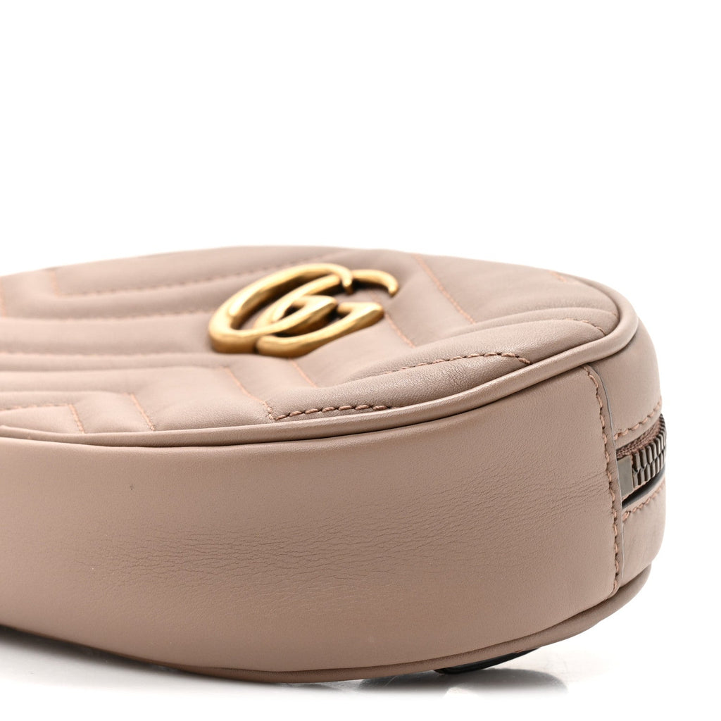 Gucci Calfskin Matelasse GG Marmont Belt Bag 75 30 Porcelain Rose