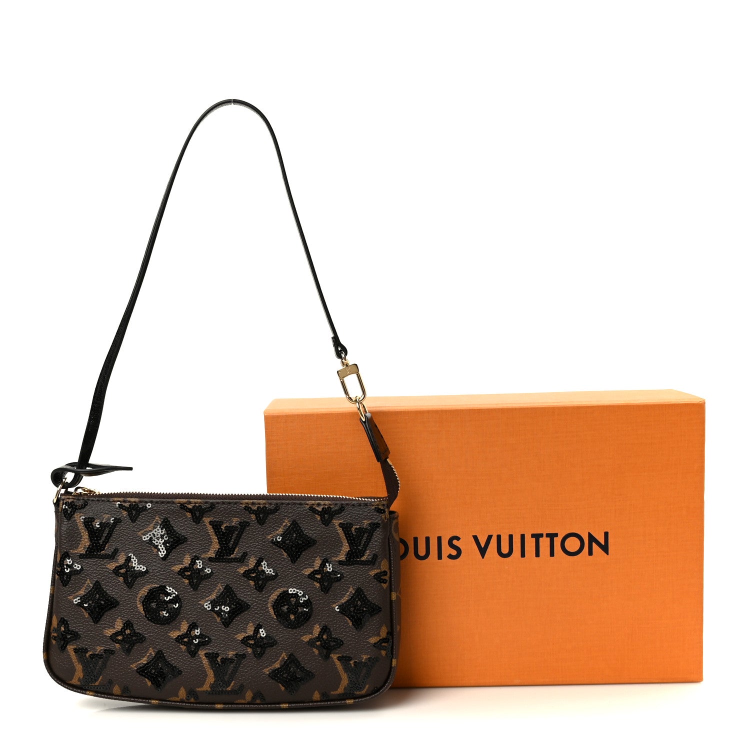 Louis Vuitton Monogram Sequins Pochette Accessories Black