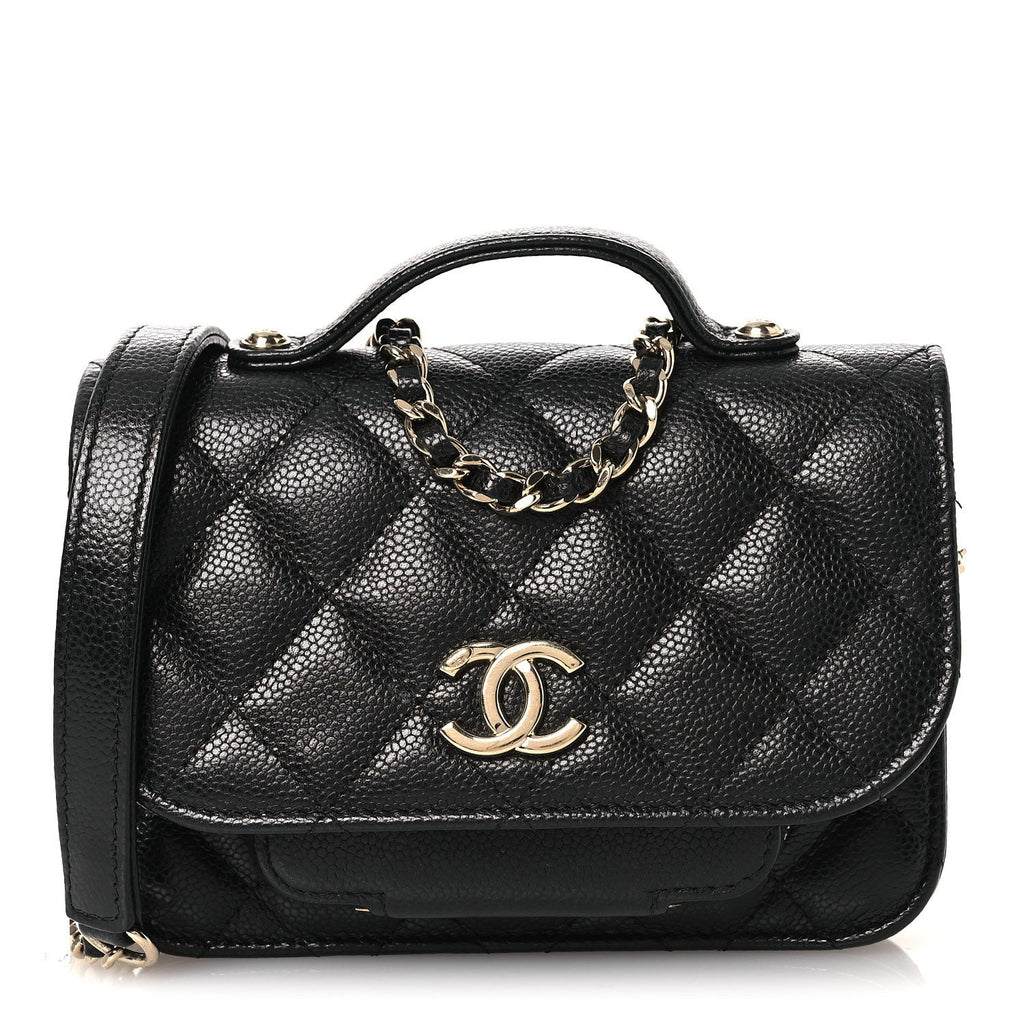 Chanel Caviar Quilted Business Affinity Clutch With Chain Black