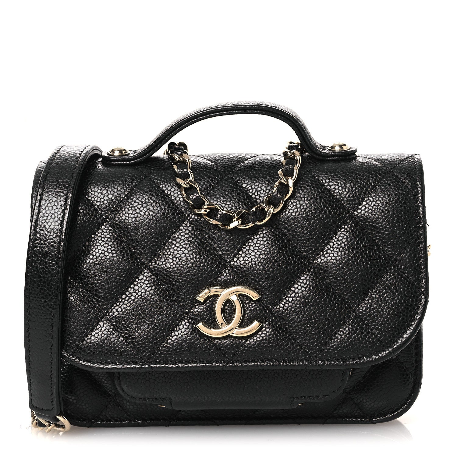Chanel Caviar Quilted Business Affinity Clutch With Chain Black