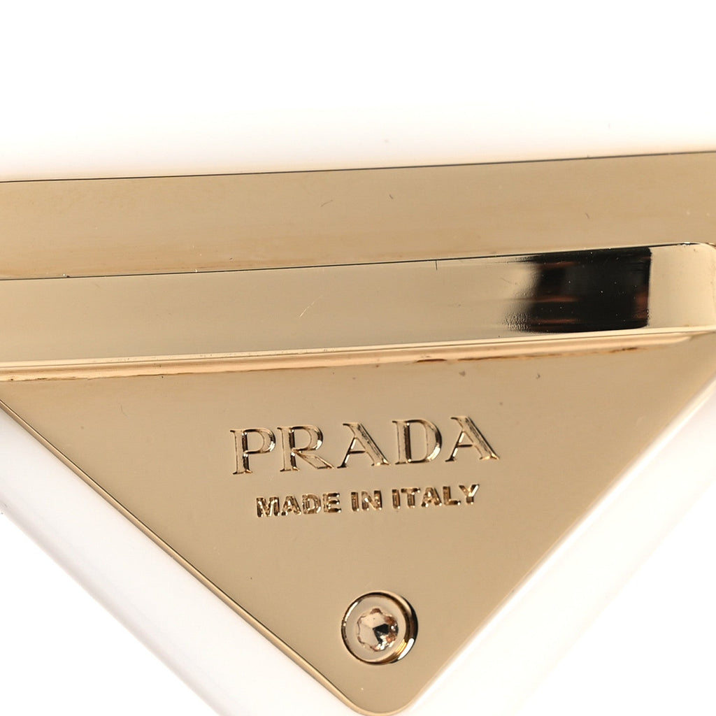 Prada Resin Floral Print Triangle Hair Clip Set White