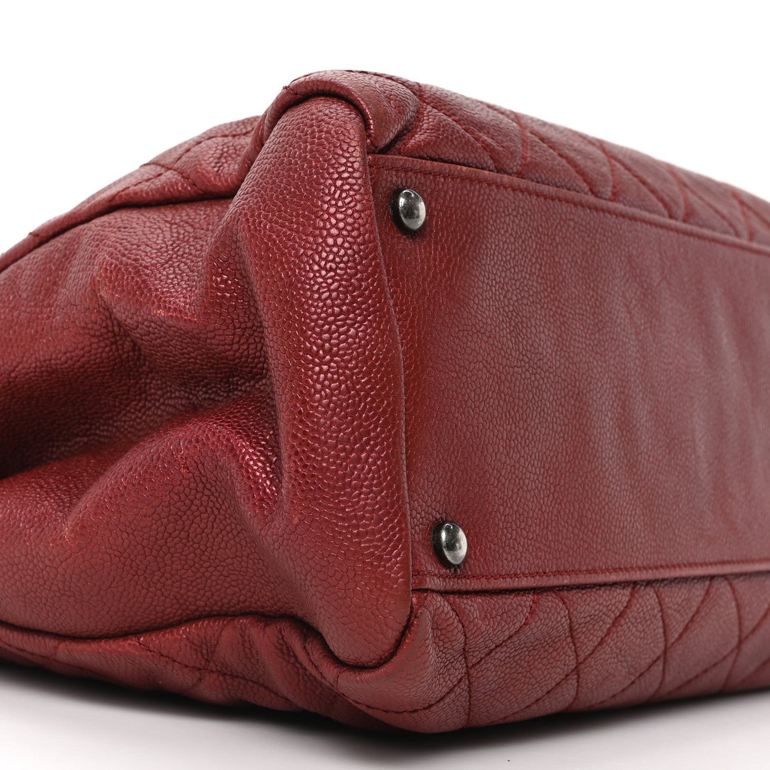 Chanel Iridescent Caviar Quilted Tall Chic Shopping Tote Red
